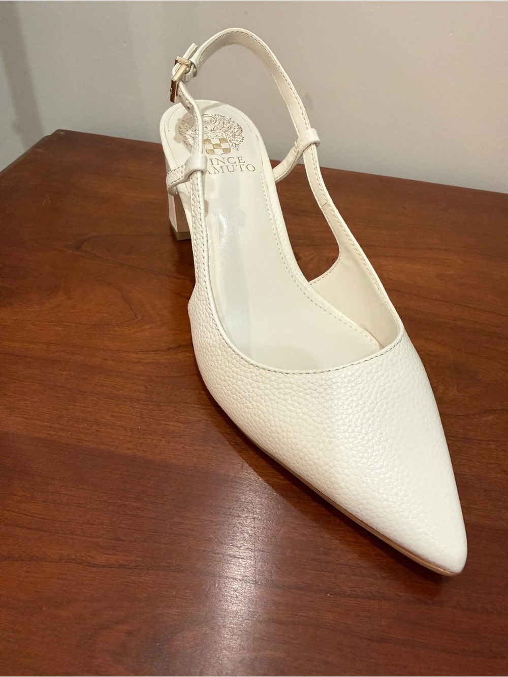 Vince Camuto Ivory Pointed Slingback Block Heels - Picture 3 of 4